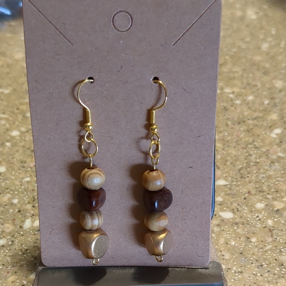Elegant Wooden Bead Earrings